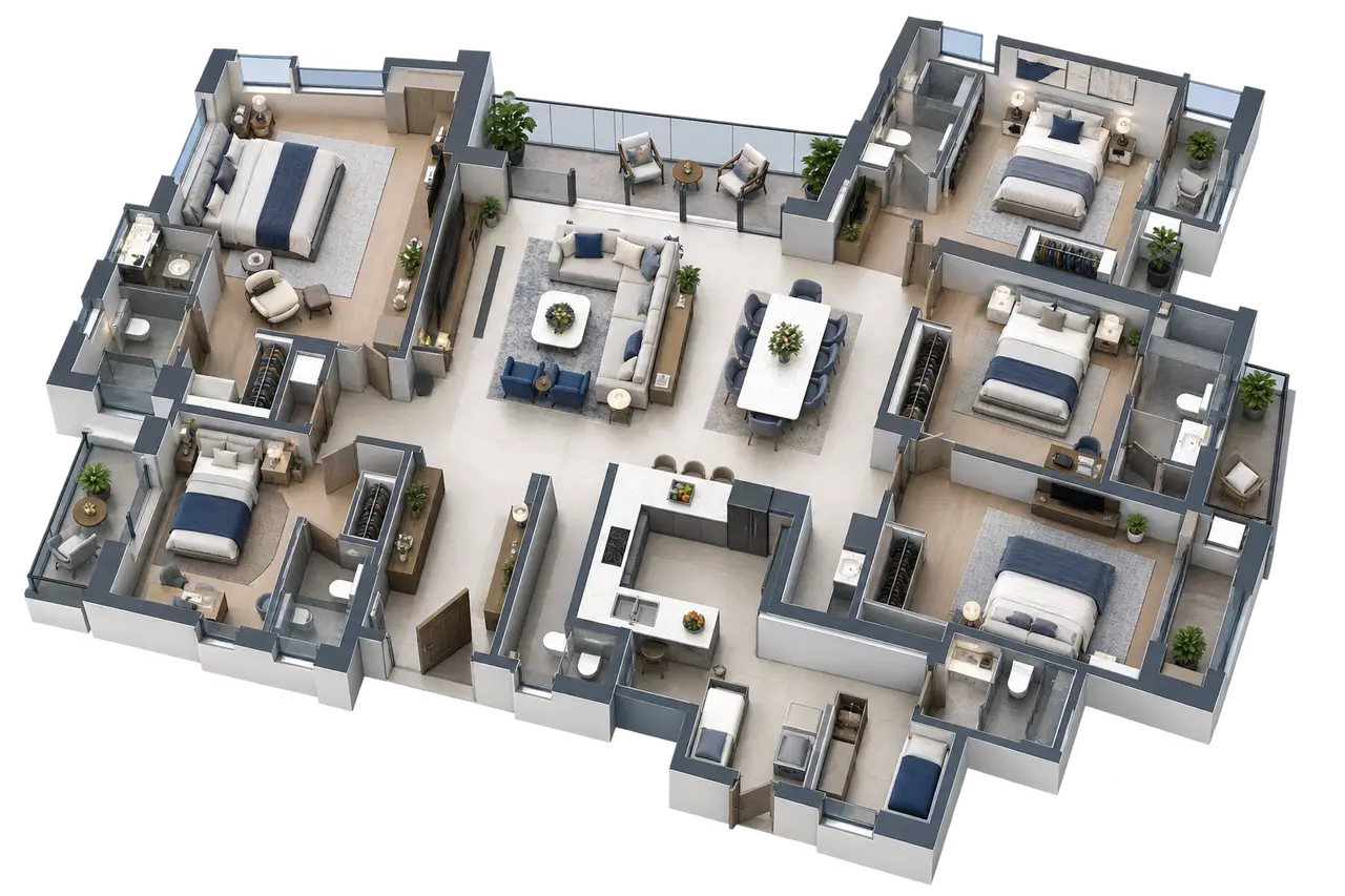 Purva Skye 5 BHK layout study floor plan image